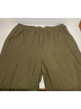 Sag Harbor Womens Pants Silk Elastic Waist Olive Green Solid Comfort Size 2X
